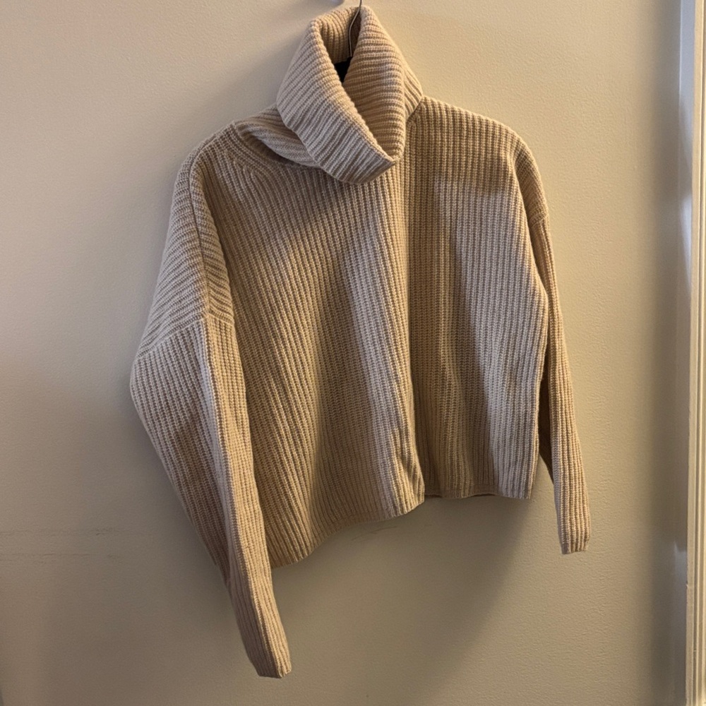 Madewell Ribbed Tan Turtleneck Sweater